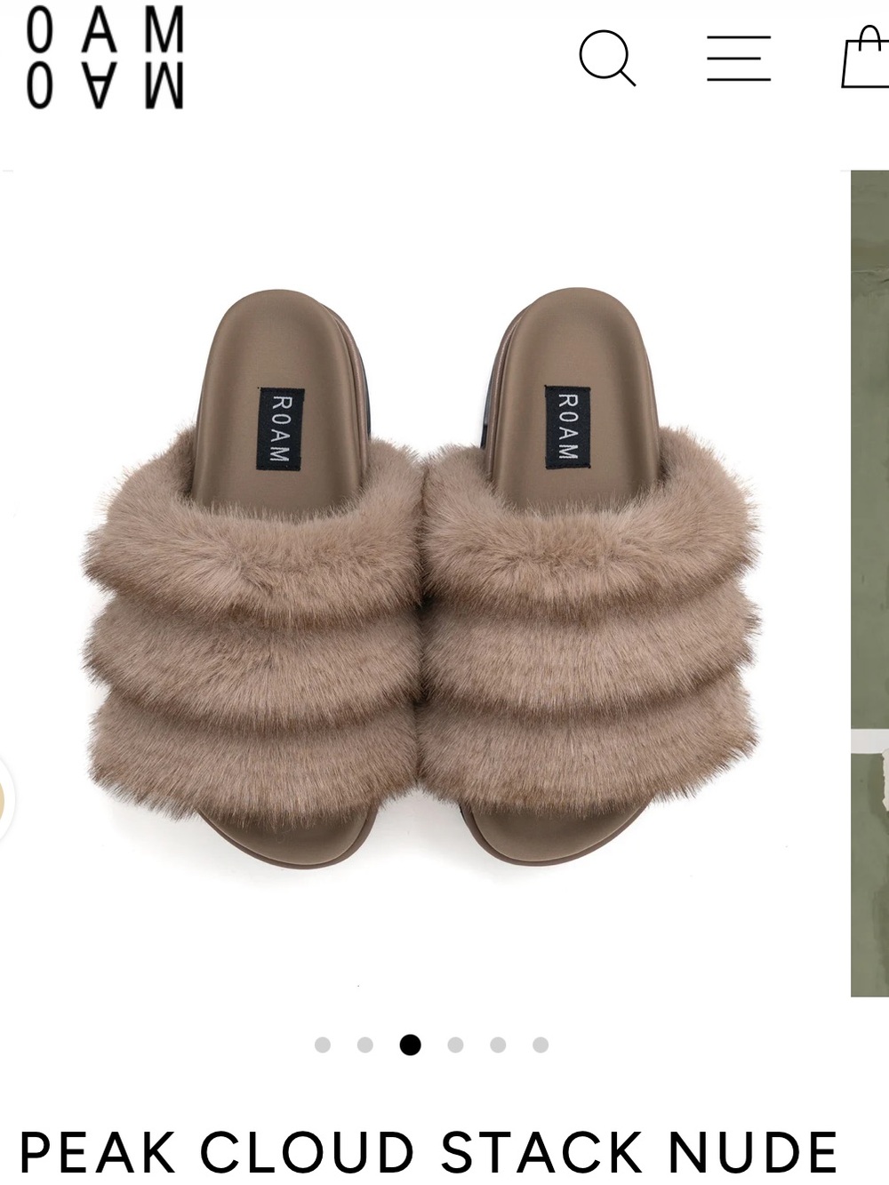 ROAM Nude Faux-Fur Stacked Slide Sandals